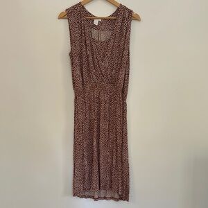 H&M Sleeveless Patterned Midi Dress - Brown